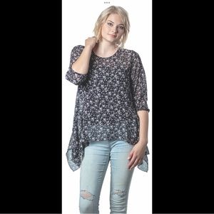 🌟 Sheer Elbow Sleeve Blouse